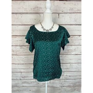 Green silky blouse